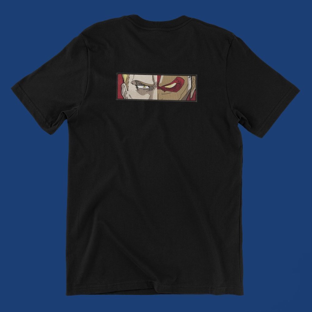 New- White&black Embroidered anime box T-shirt